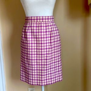 Vintage A. Leleu PARIS Purple Plaid Skirt Silk Lined w/ Pockets